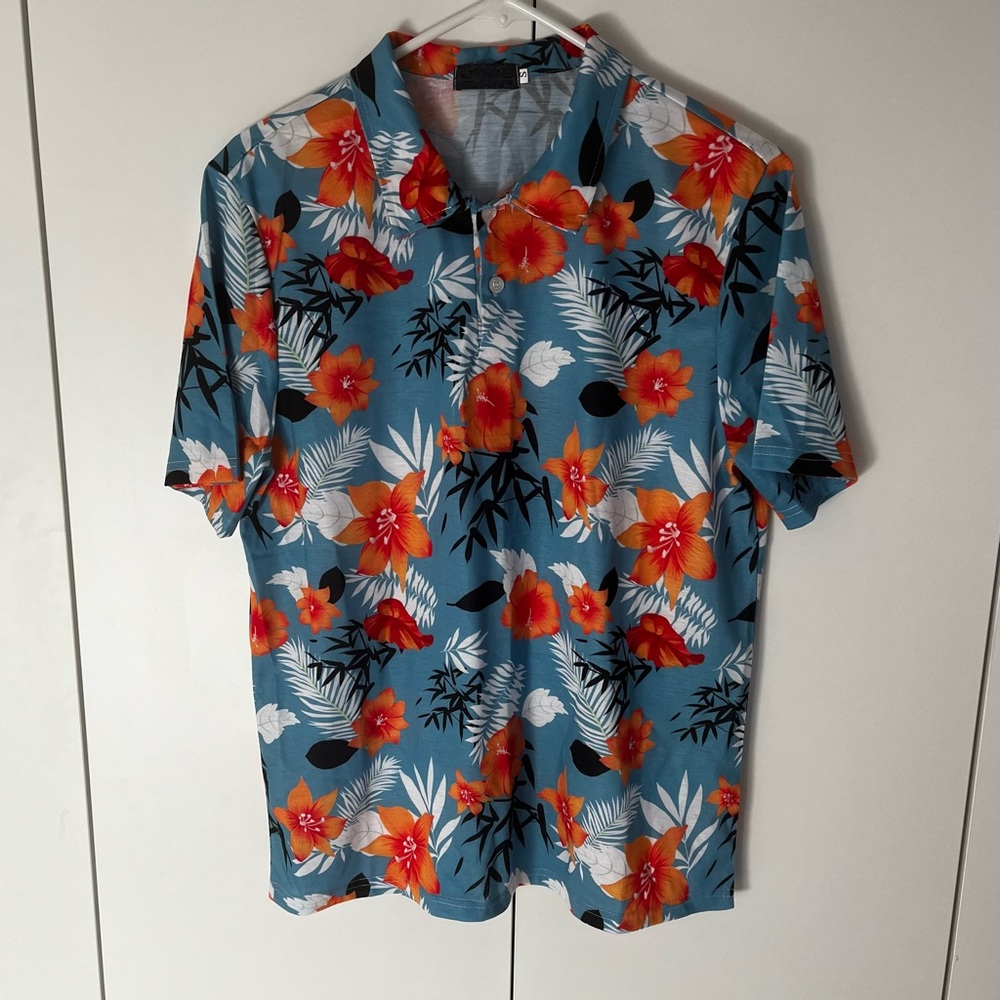NWOT men's polo Hawaiian design shirt S